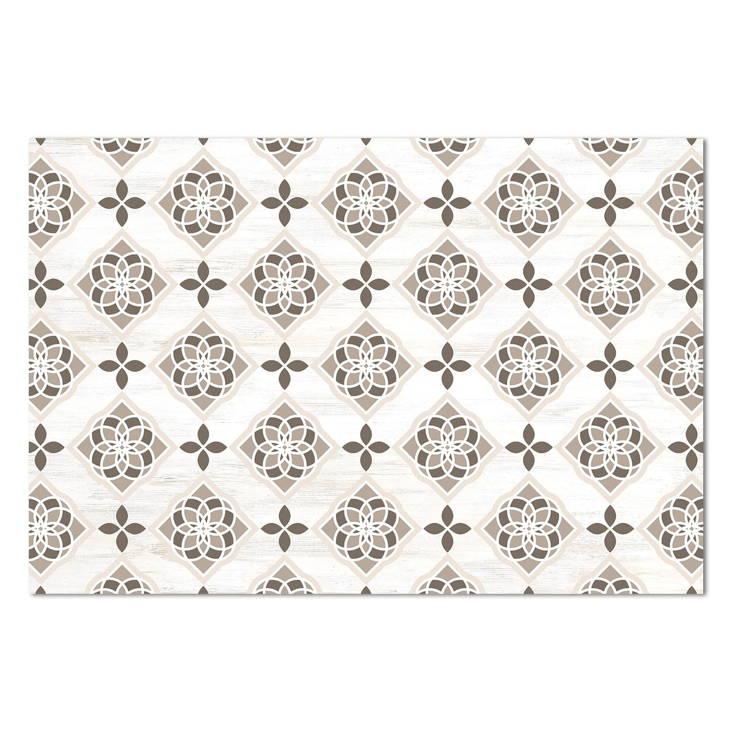 Highland Home Neutral Tiles Design Deco-Floormat, Decorative Mat, Designer Rug, Waterproof, Low Profile, Eco-Friendly Non Slip, Made in The USA