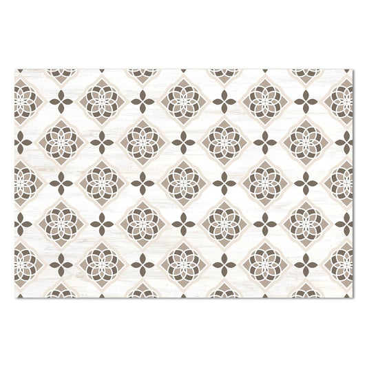 Highland Home Neutral Tiles Design Deco-Floormat, Decorative Mat, Designer Rug, Waterproof, Low Profile, Eco-Friendly Non Slip, Made in The USA