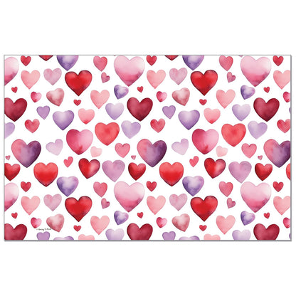 CounterArt Watercolor Hearts 24 Premium Paper Placemats in Resealable Storage Bag Made in The USA