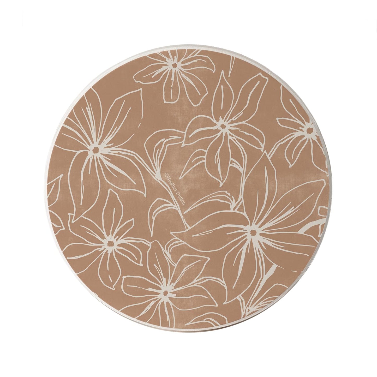 Thirstystone Mocha Lily Round Absorbent Stone Coaster with Protective Cork Backing Manufactured in The USA 4" Diameter