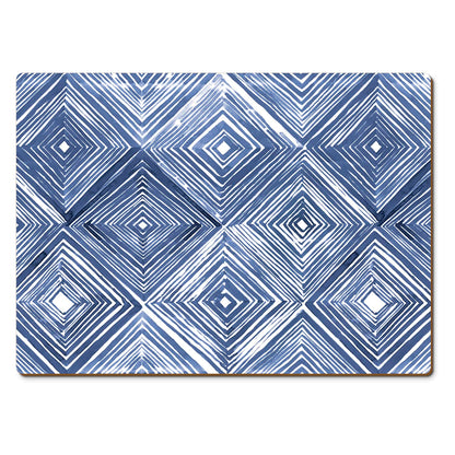 CounterArt Indigo Diamond Premium Decorative Hardboard Tabletop Placemats 4-Pack Manufactured in The USA Heat Tolerant and Easily Wipes Clean