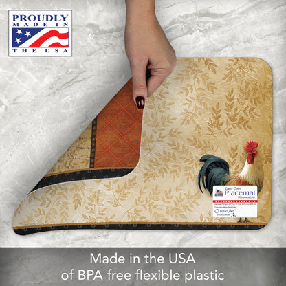 CounterArt Signature Rooster 4 Pack Reversible Easy Care Flexible Placemats Made in The USA