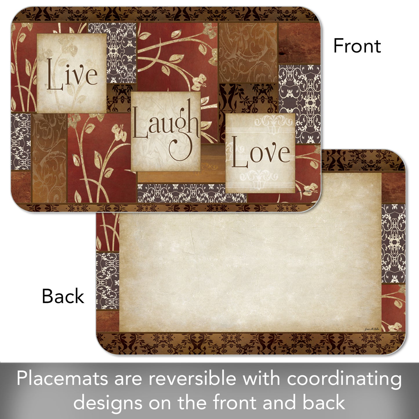 CounterArt Spice of Life 4 Pack Reversible Easy Care Flexible Placemats Made in the USA