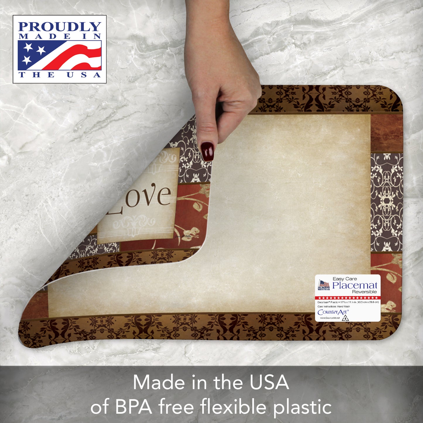 CounterArt Spice of Life 4 Pack Reversible Easy Care Flexible Placemats Made in the USA
