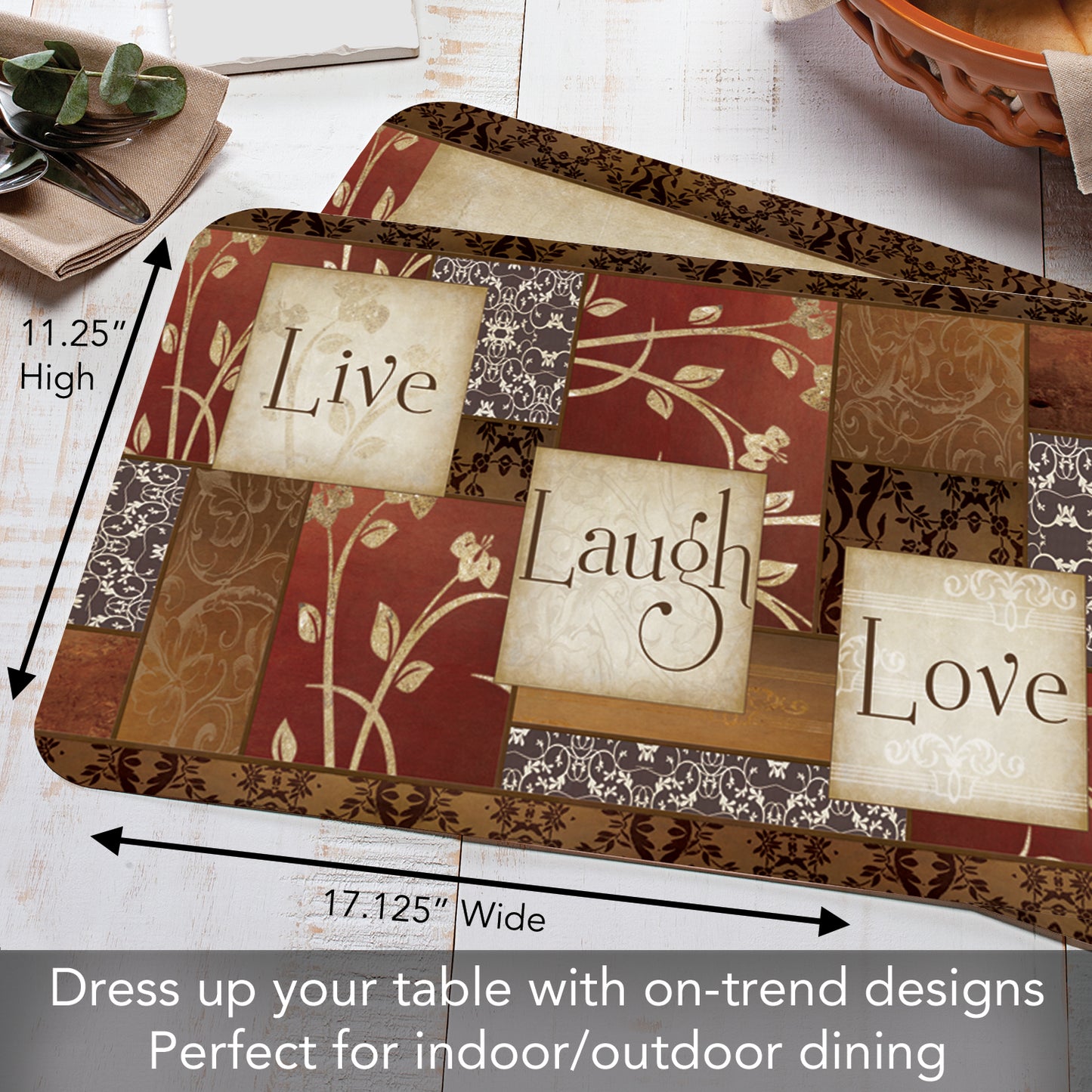 CounterArt Spice of Life 4 Pack Reversible Easy Care Flexible Placemats Made in the USA