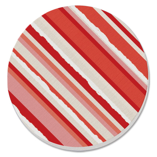 Thirstystone Candy Cane Stripes Single Round Absorbent Stone Coaster with Protective Cork Backing Manufactured in The USA 4" Diameter