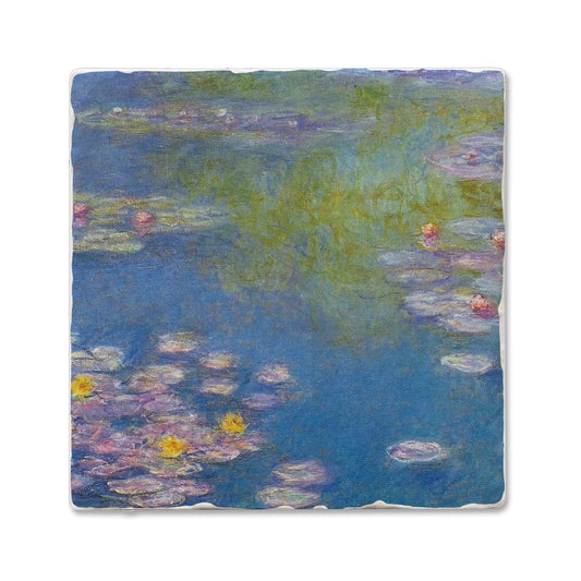 Thirstystone Monet Water Lilies 4 Pack Tumbled Tile Stone Coasters 4" Square Manufactured in the USA