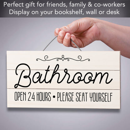 Highland Home Seat Yourself Handcrafted Slatted Pallet Wood Sign 12" x 6" Made in the USA Wire doubles as an Easel