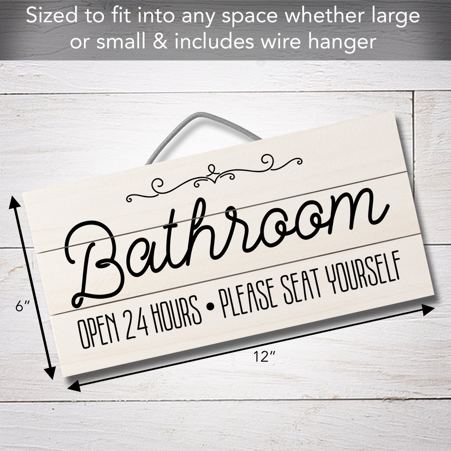 Highland Home Seat Yourself Handcrafted Slatted Pallet Wood Sign 12" x 6" Made in the USA Wire doubles as an Easel
