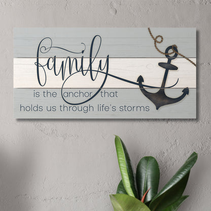 Highland Home Family is the Anchor Decorative Pallet Wood Sign 12" x 6" Made in the USA Wire Hanger Doubles as an Easel