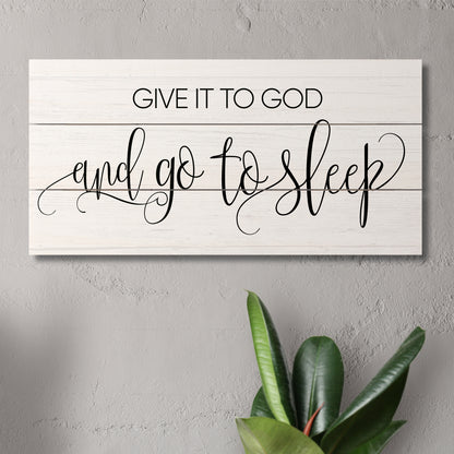 Highland Home Give it to God Decorative Pallet Wood Sign 12" x 6" Made in the USA Wire Hanger Included and Doubles as an Easel