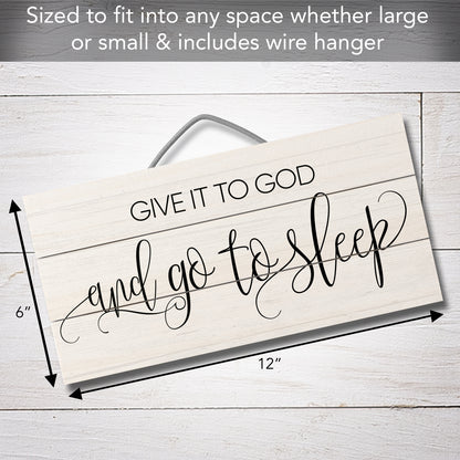 Highland Home Give it to God Decorative Pallet Wood Sign 12" x 6" Made in the USA Wire Hanger Included and Doubles as an Easel