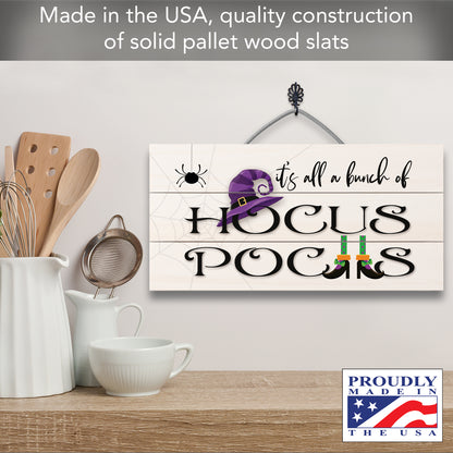 CounterArt Bunch of Hocus Pocus Decorative Slatted Pallet Wood Sign 12" by 6" Made in the USA