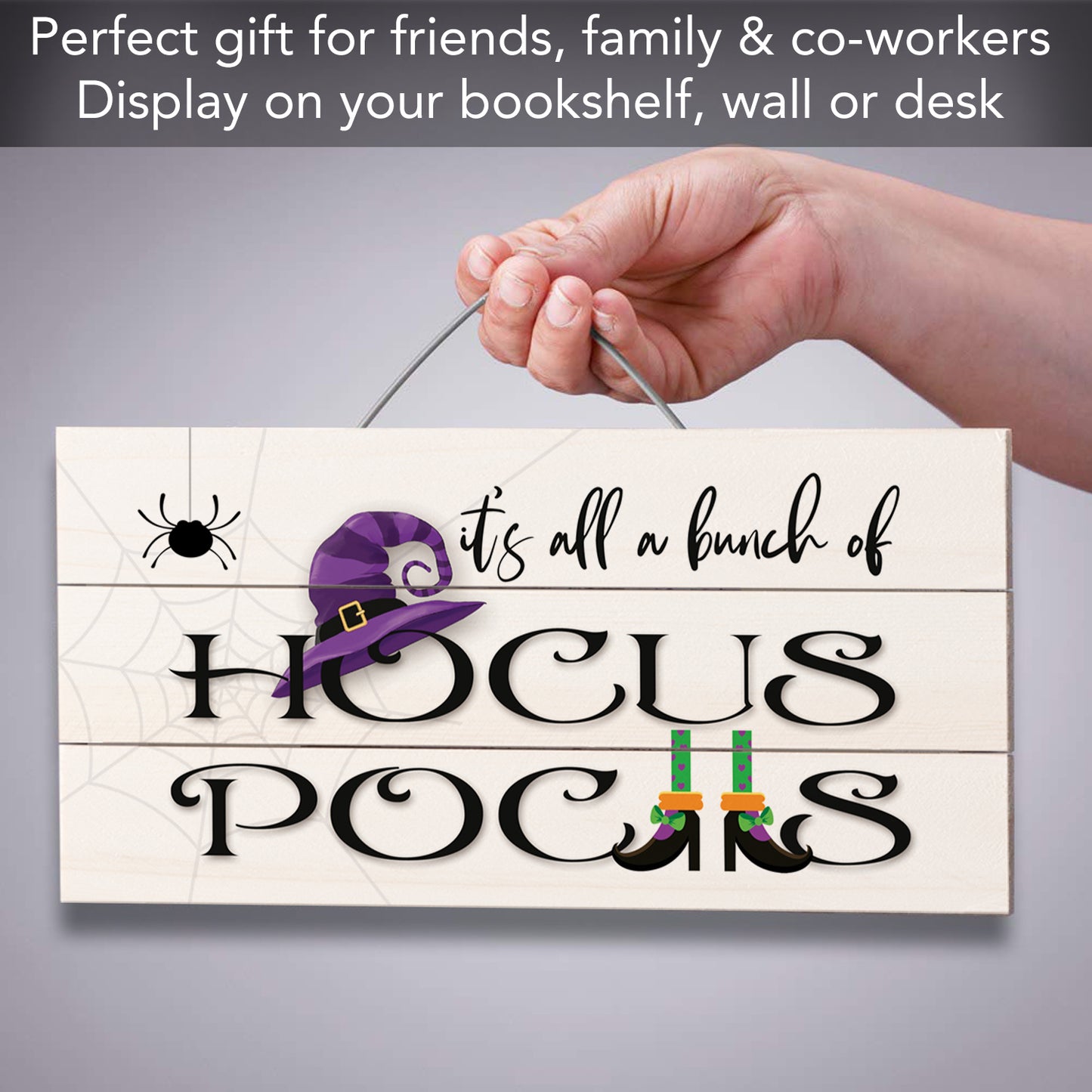 CounterArt Bunch of Hocus Pocus Decorative Slatted Pallet Wood Sign 12" by 6" Made in the USA