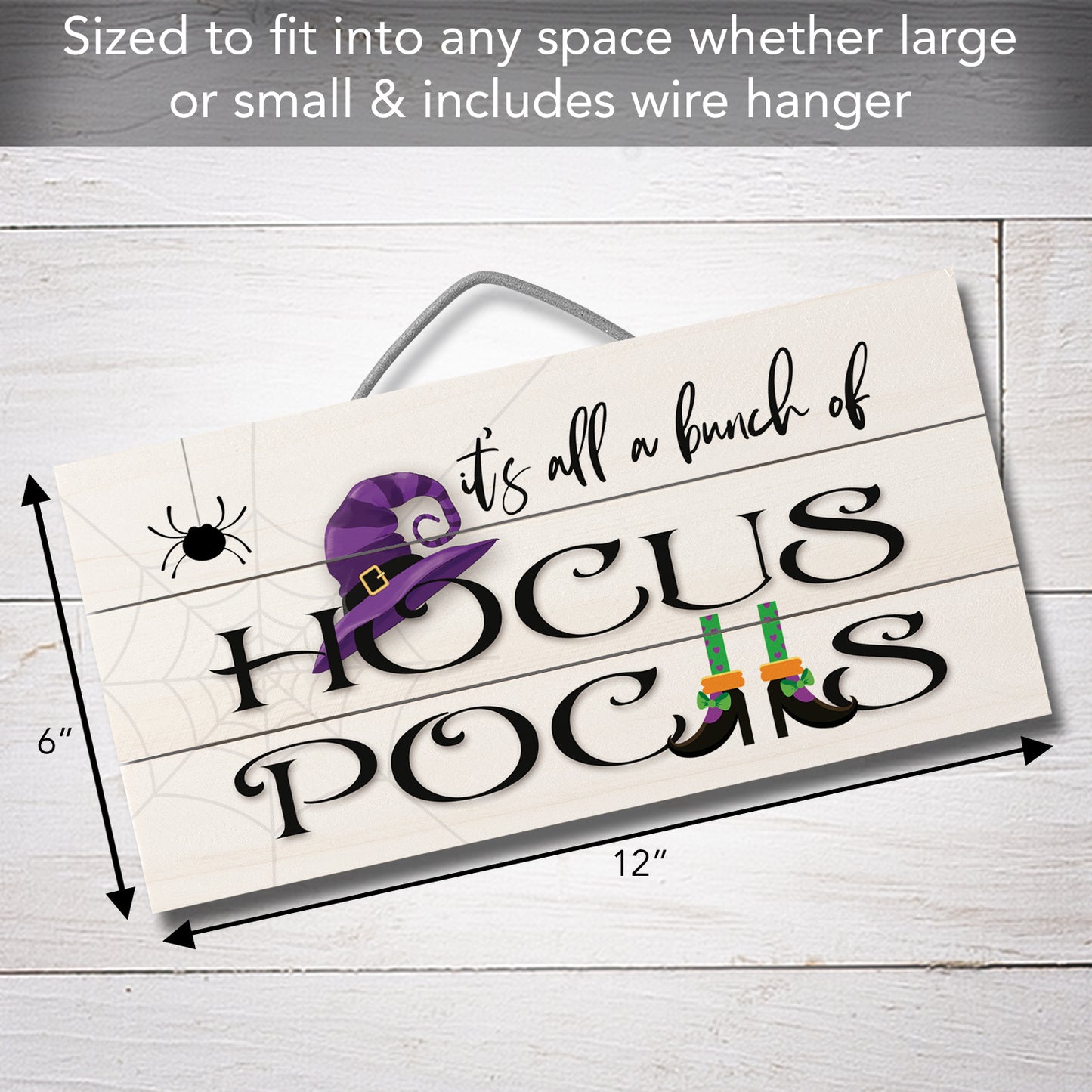 CounterArt Bunch of Hocus Pocus Decorative Slatted Pallet Wood Sign 12" by 6" Made in the USA