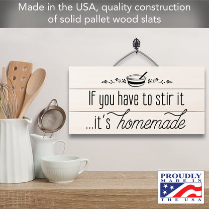 Highland Home Homemade Decorative Pallet Wood Sign 12" x 6" Made in the USA Wire Hanger Included That Doubles as an Easel