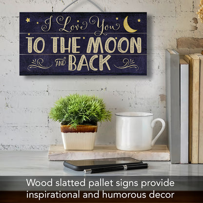 CounterArt I Love You To The Moon Decorative Slatted Pallet Wood Sign 12" by 6" Made in the USA