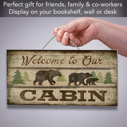 CounterArt Welcome To Our Cabin Decorative Slatted Pallet Wood Sign 12" by 6" Made in the USA