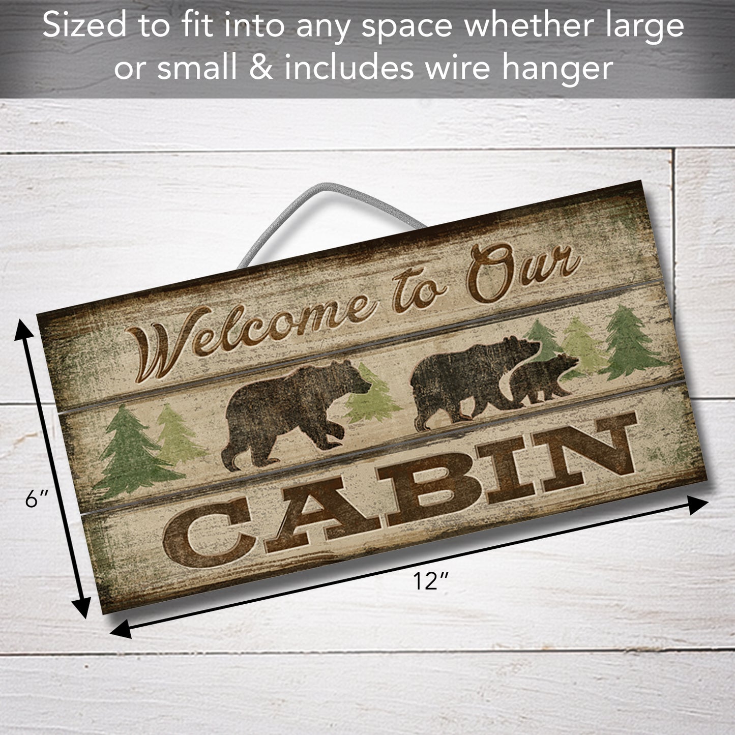 CounterArt Welcome To Our Cabin Decorative Slatted Pallet Wood Sign 12" by 6" Made in the USA