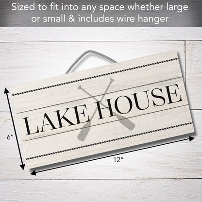 CounterArt Lake House Decorative Slatted Pallet Wood Sign 12" by 6" Made in the USA