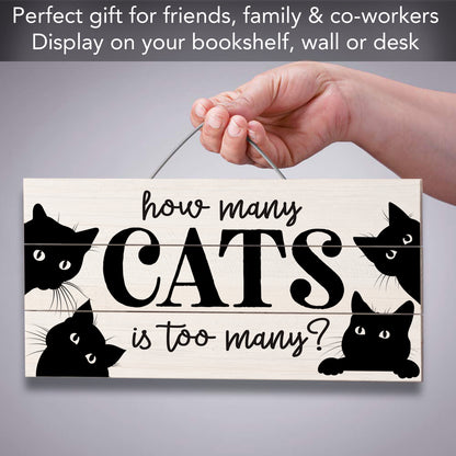 CounterArt How Many Cats Decorative Slatted Pallet Wood Sign 12" x 6" Made in the USA