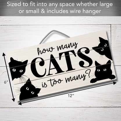CounterArt How Many Cats Decorative Slatted Pallet Wood Sign 12" x 6" Made in the USA