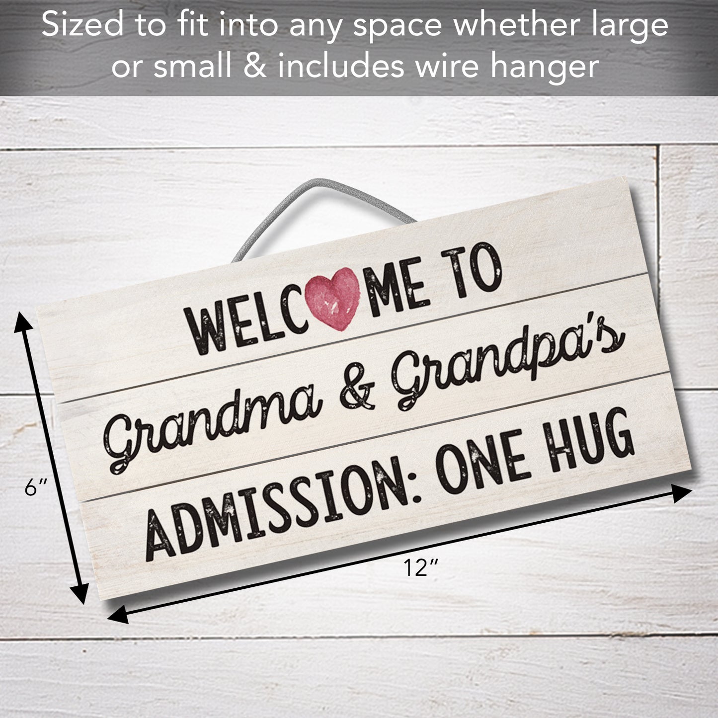 CounterArt Welcome To Grandmas Decorative Slatted Pallet Wood Sign 12" by 6" Made in the USA