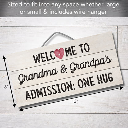 CounterArt Welcome To Grandmas Decorative Slatted Pallet Wood Sign 12" by 6" Made in the USA