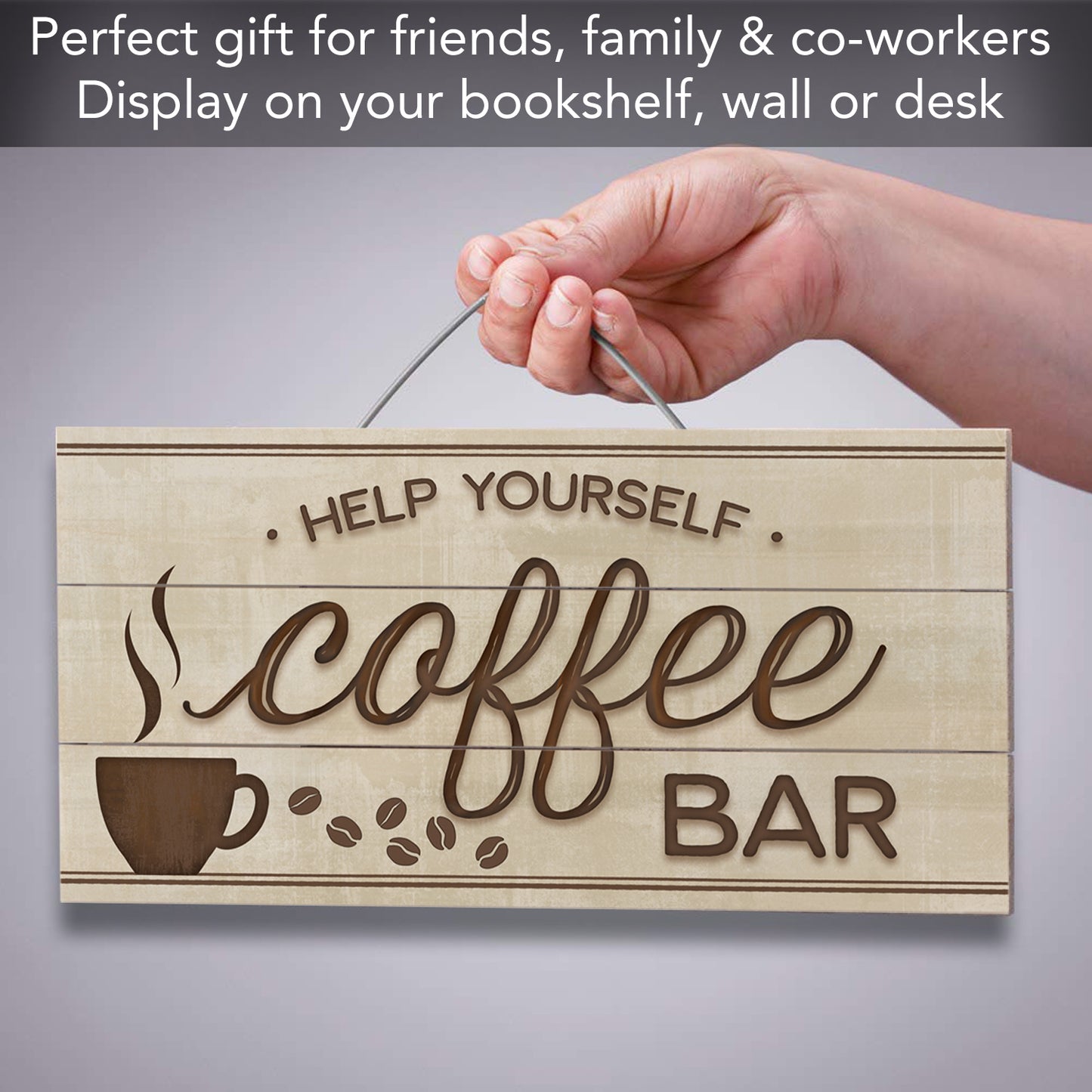 CounterArt Coffee Bar Decorative Slatted Pallet Wood Sign 12" by 6" Made in the USA