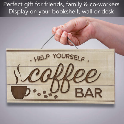 CounterArt Coffee Bar Decorative Slatted Pallet Wood Sign 12" by 6" Made in the USA