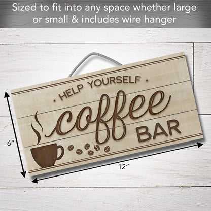 CounterArt Coffee Bar Decorative Slatted Pallet Wood Sign 12" by 6" Made in the USA