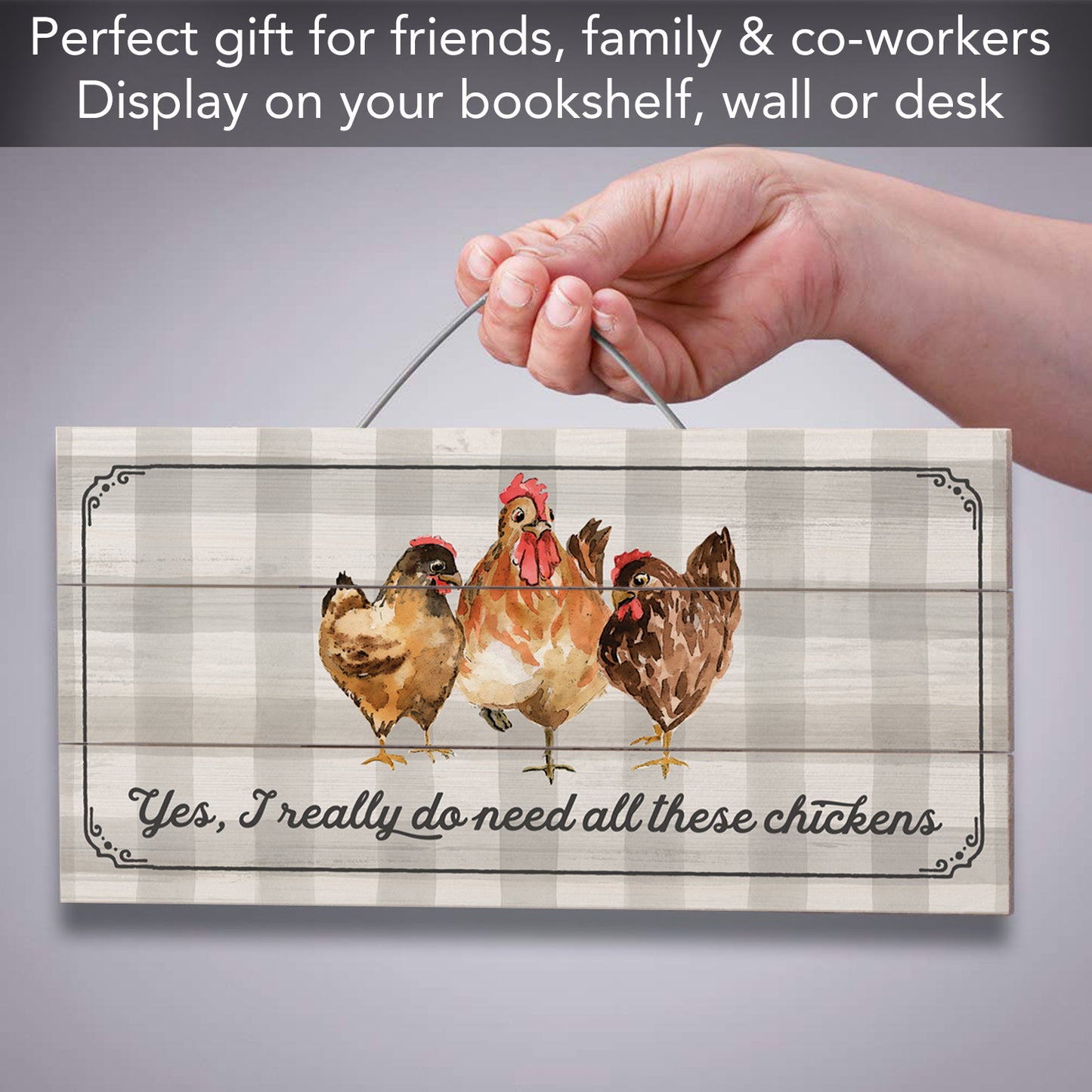 CounterArt All These Chickens Decorative Slatted Pallet Wood Sign 12" by 6" Made in the USA