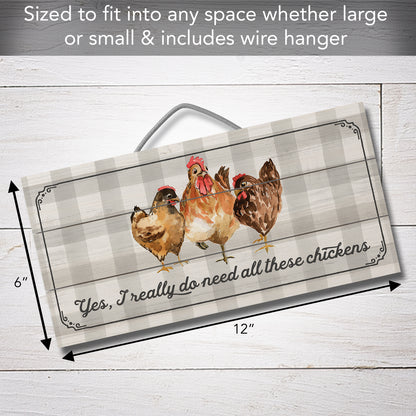 CounterArt All These Chickens Decorative Slatted Pallet Wood Sign 12" by 6" Made in the USA