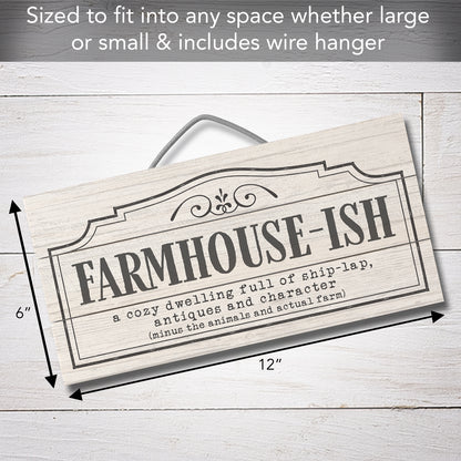 CounterArt "Farmhouse-ish" Decorative Slatted Pallet Wood Sign 12" by 6" Made in the USA