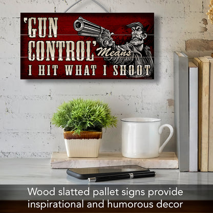 CounterArt Gun Control Decorative Slatted Pallet Wood Sign 12" by 6" Made in the USA