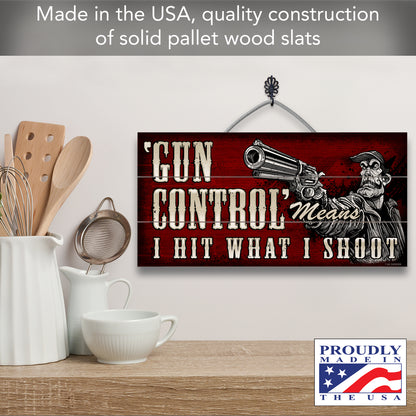 CounterArt Gun Control Decorative Slatted Pallet Wood Sign 12" by 6" Made in the USA