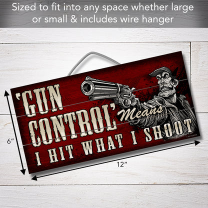 CounterArt Gun Control Decorative Slatted Pallet Wood Sign 12" by 6" Made in the USA