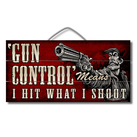 CounterArt Gun Control Decorative Slatted Pallet Wood Sign 12" by 6" Made in the USA