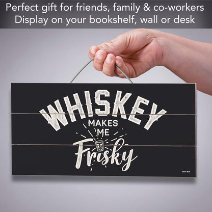 CounterArt Frisky Decorative Slatted Pallet Wood Sign 12" by 6" Features Wire Hanger That Doubles As An Easel