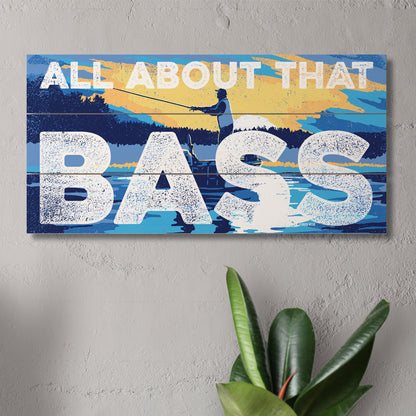 CounterArt That Bass Decorative Slatted Pallet Wood Sign 12" by 6" Features Wire Hanger That Doubles As An Easel