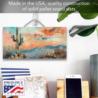Highland Home Desert Dream Decorative Slatted Pallet Wood Sign 12" by 6" Features Wire Hanger That Doubles As An Easel