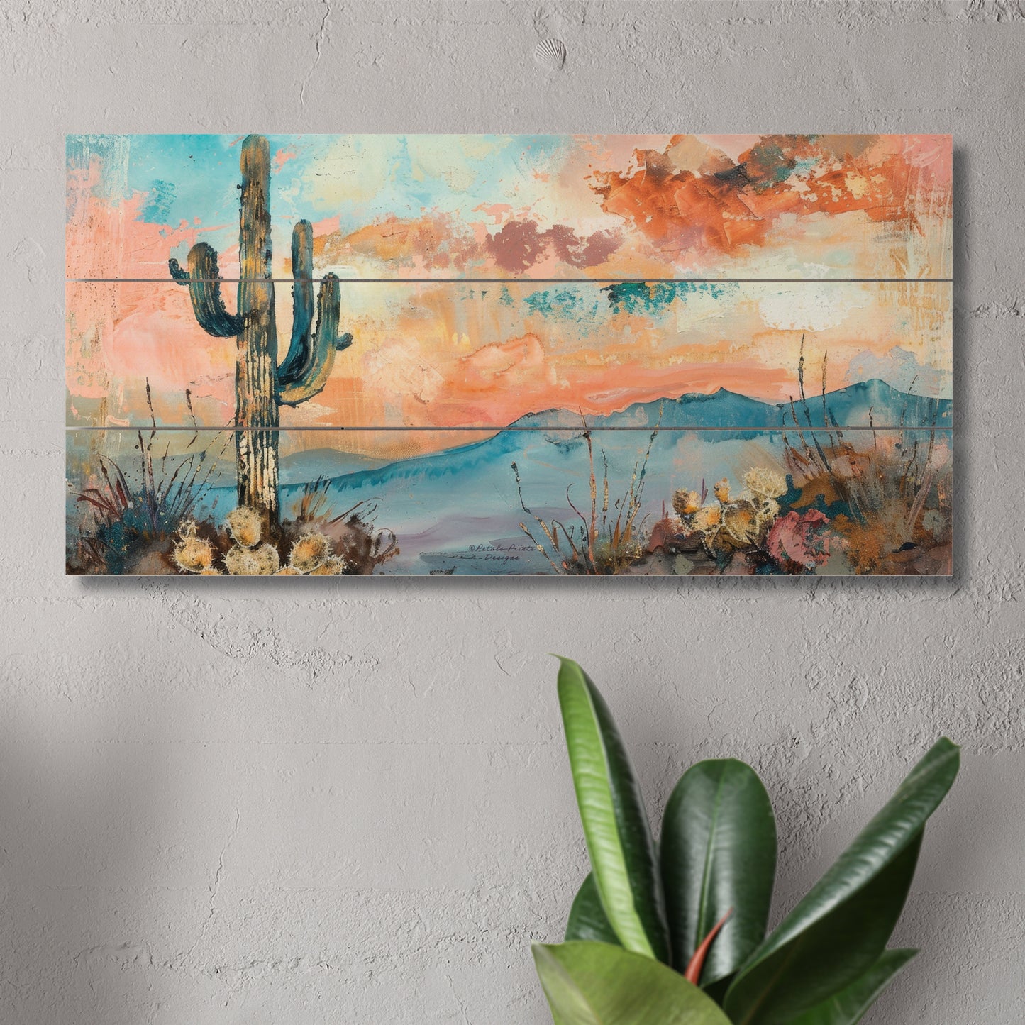 Highland Home Desert Dream Decorative Slatted Pallet Wood Sign 12" by 6" Features Wire Hanger That Doubles As An Easel