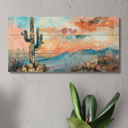 Highland Home Desert Dream Decorative Slatted Pallet Wood Sign 12" by 6" Features Wire Hanger That Doubles As An Easel
