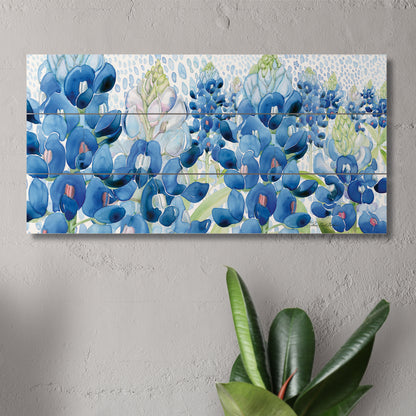 Highland Home Bluebonnet Field Decorative Slatted Pallet Wood Sign 12" by 6" Features Wire Hanger That Doubles As An Easel
