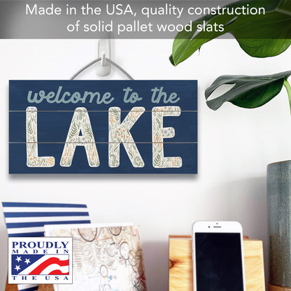 Highland Home Lakeside Days Decorative Slatted Pallet Wood Sign 12" by 6" Features Wire Hanger That Doubles As An Easel