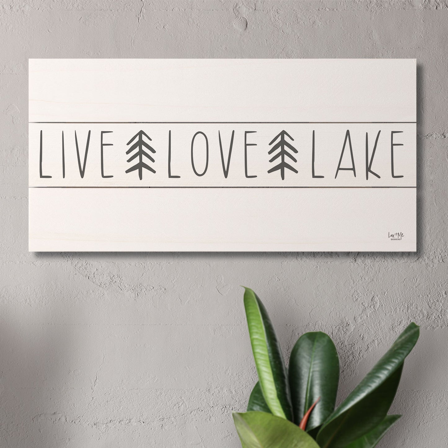 Live Love Lake Decorative Slatted Pallet Wood Sign 12" by 6" Wire Hanger Doubles as an Easel