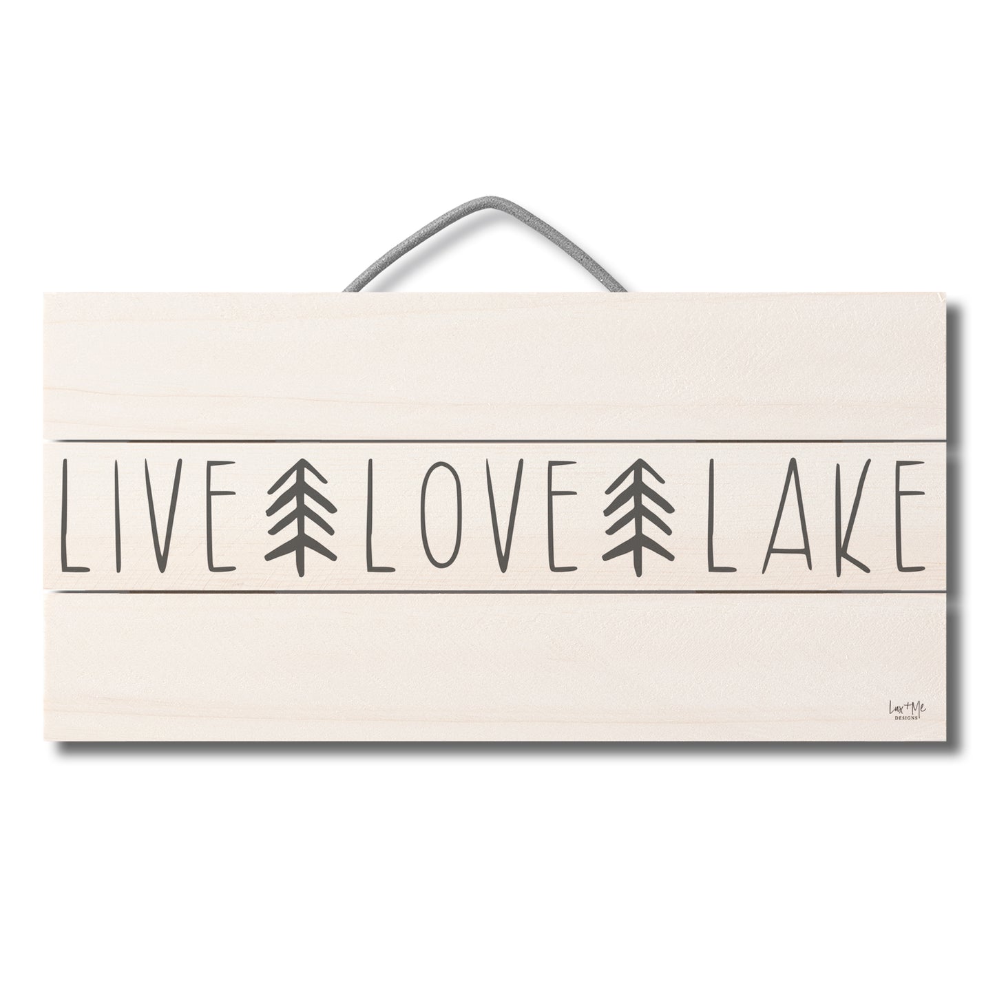 Live Love Lake Decorative Slatted Pallet Wood Sign 12" by 6" Wire Hanger Doubles as an Easel