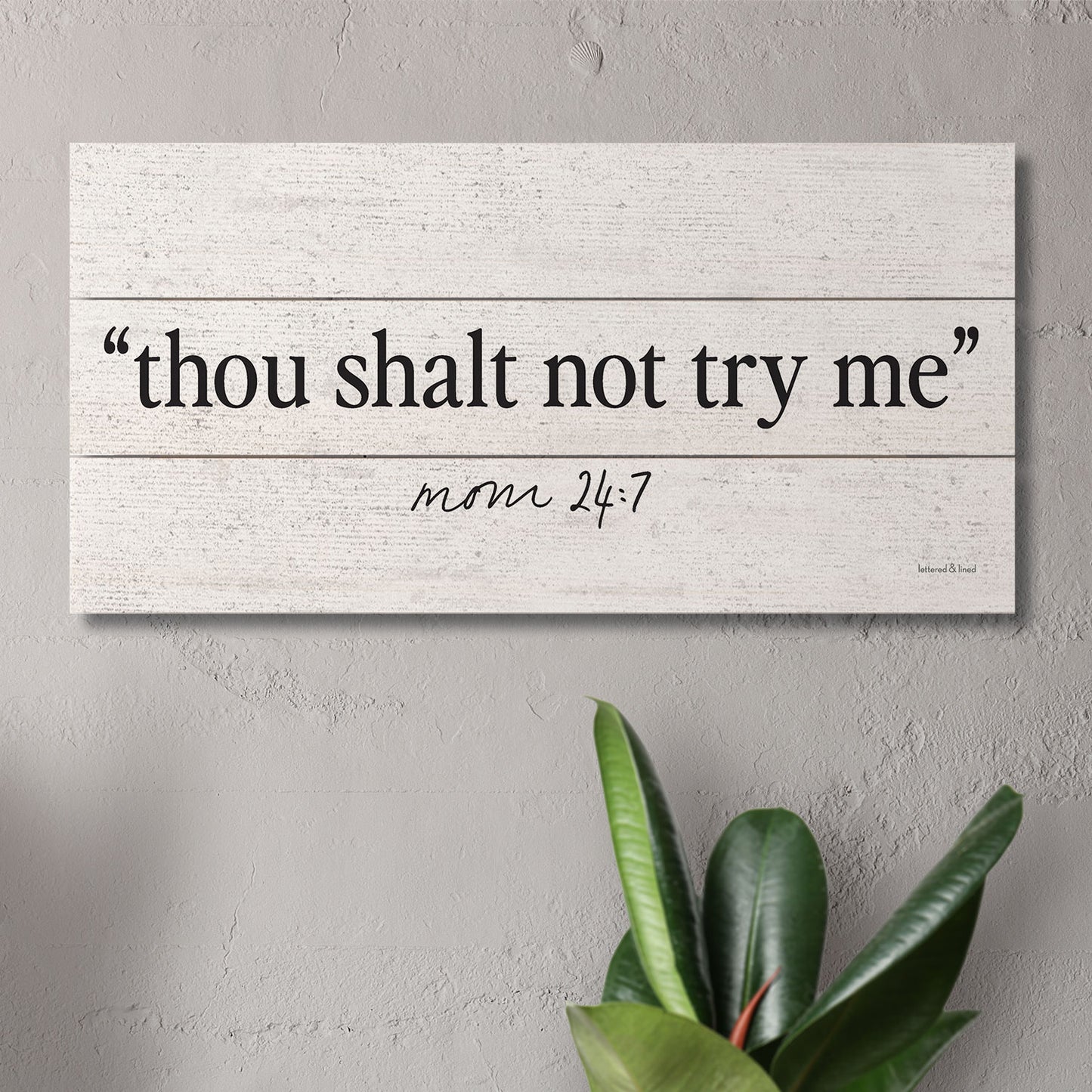 Try Me Decorative Slatted Pallet Wood Sign 12" by 6" Wire Hanger Doubles as an Easel