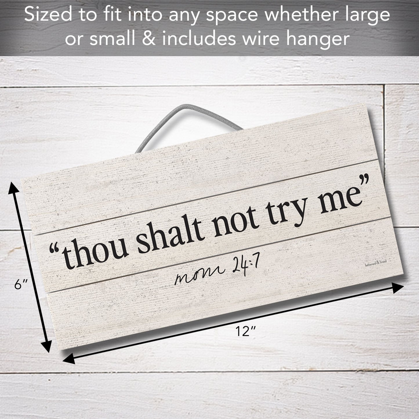 Try Me Decorative Slatted Pallet Wood Sign 12" by 6" Wire Hanger Doubles as an Easel