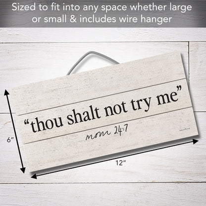 Try Me Decorative Slatted Pallet Wood Sign 12" by 6" Wire Hanger Doubles as an Easel